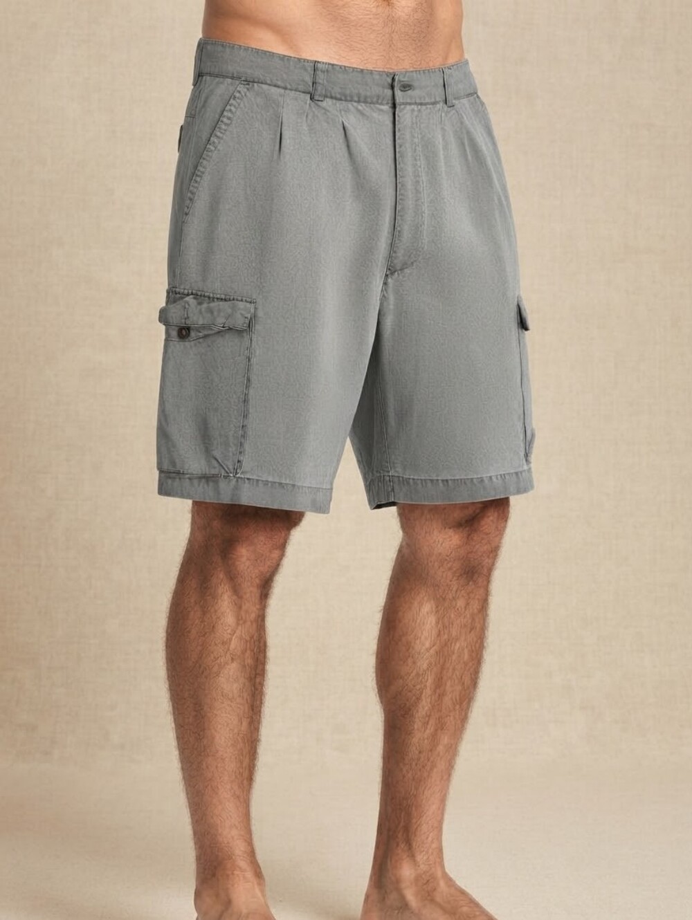 Men's Cotton Gray Cargo Shorts Beach Lounge